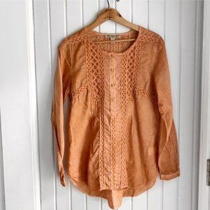Vintage America boho lace trim popover Shirt